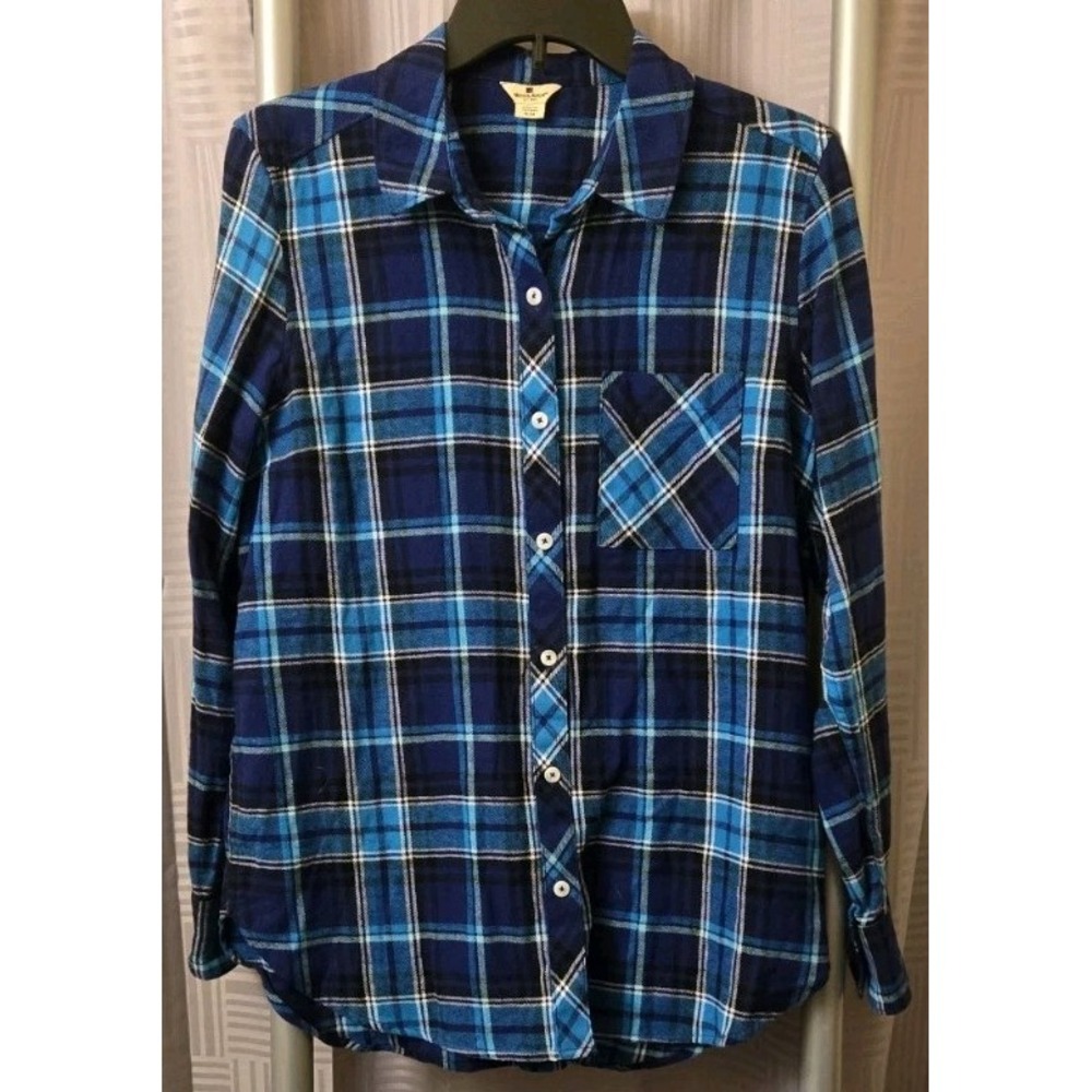 Woolrich‎ Flannel Shirt Men's Medium Plaid Long Sleeve Button Down Blue